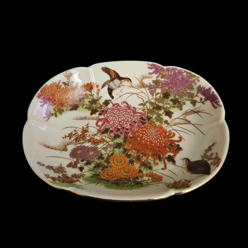 Shibata Japan Chrysanthemum Bird Bathroom Set Tumbler Soap Dish Holder